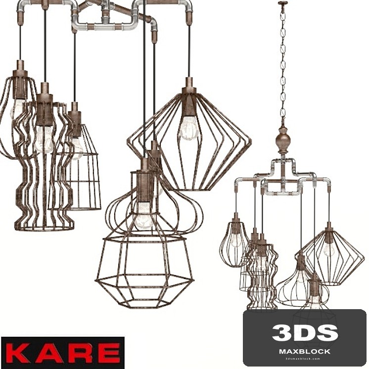 Kare Pendant Lamp Pipeline Wire 6lite