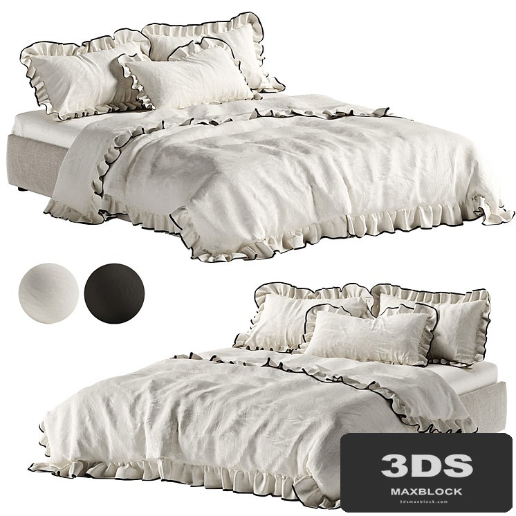 Bed linen with ruffles