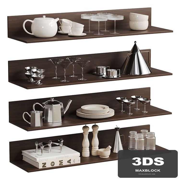 Kitchenware Decor Set On Shelves 2