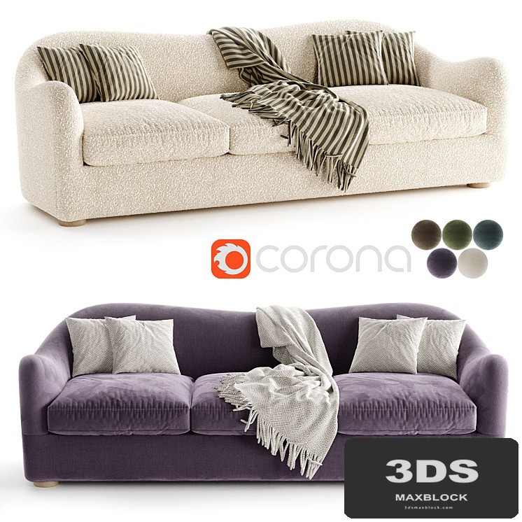 Bacio Cream Boucle Sofa with Bleached Oak Legs