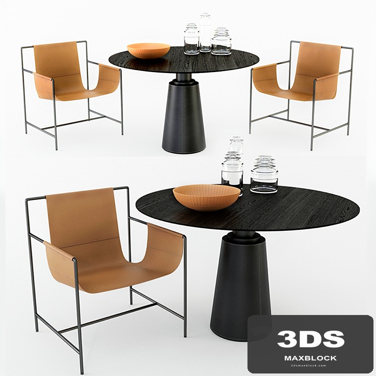 Armchair POLTRONA FRAU MING'S HEART, Table POLTRONA FRAU MESA DUE