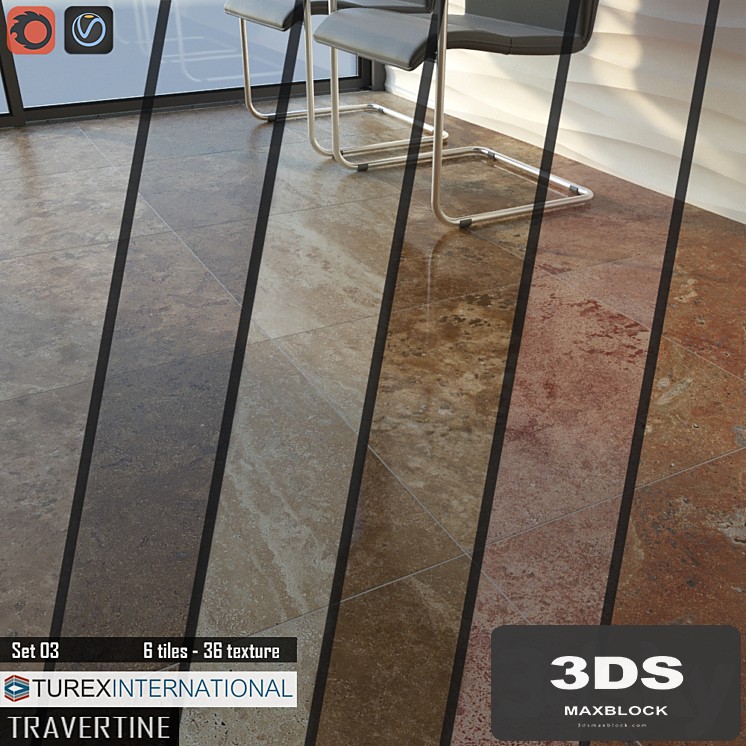 TUREX INTERNATIONAL Travertine Tiles Set 03