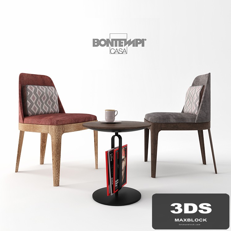 Chairs and a table with decor Bontempi Alfred & Margot