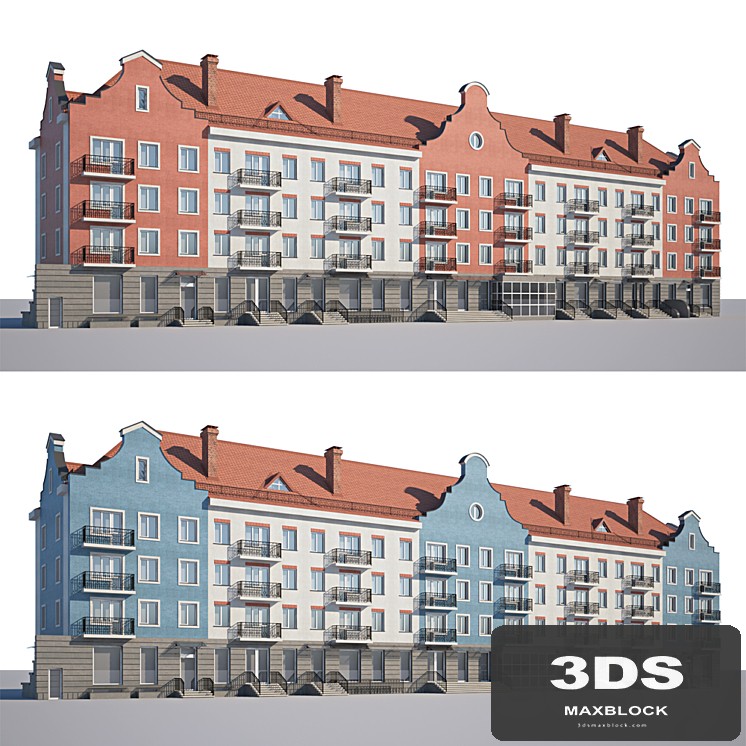 Facade of low-rise houses
