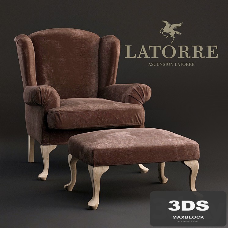 Armchair Ascension Latorre Georges with pouf.
