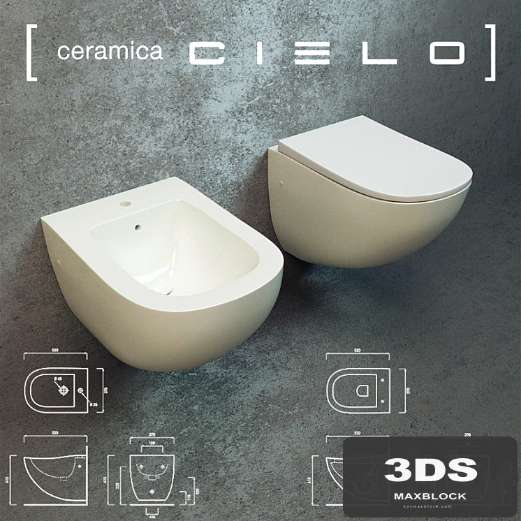 Ceramica Cielo Wall hung wc_cod. FLVS_Wall hung one hole bidet_cod. FLBS